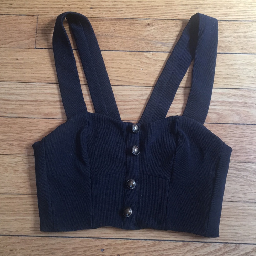 Forever 21 Black Thick Strap Crop Top